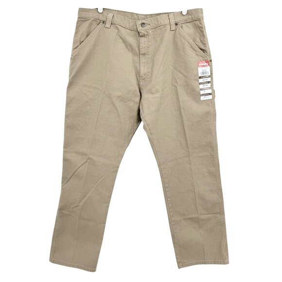 Wrangler Men's Heritage Low Stretch Relaxed Tan Carpenter Pants Size 38x30 NWT - Picture 1 of 11